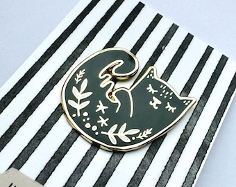 Gold & Black Cat Enamel Pin