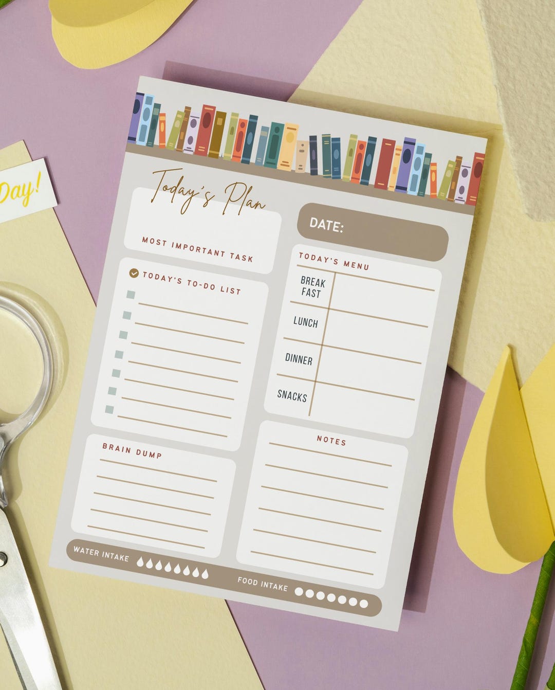 ADHD Daily Planner Printable Pages, Bookshelf Focus Planner, 4 Pages ...