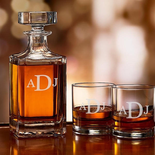 Monogram Bourbon Decanter Etsy