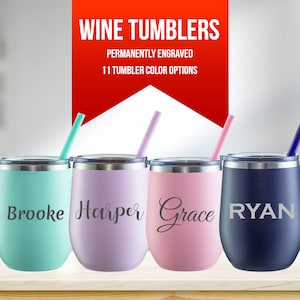 Engraved Wine Tumbler | Stemless Wine Glass | Wine Cup with Lid Straw | Bachelorette Gifts | Bachelorette Favor | Mother's Day Gift