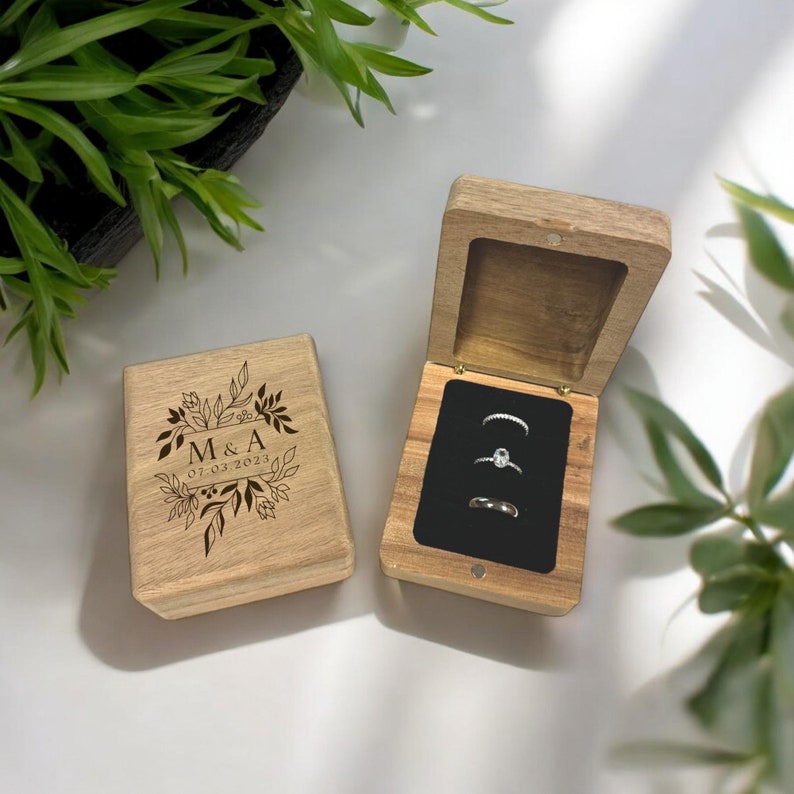 3 Ring Box | Triple Slot Wedding Ring Box | Engagement Ring Box | Box ...