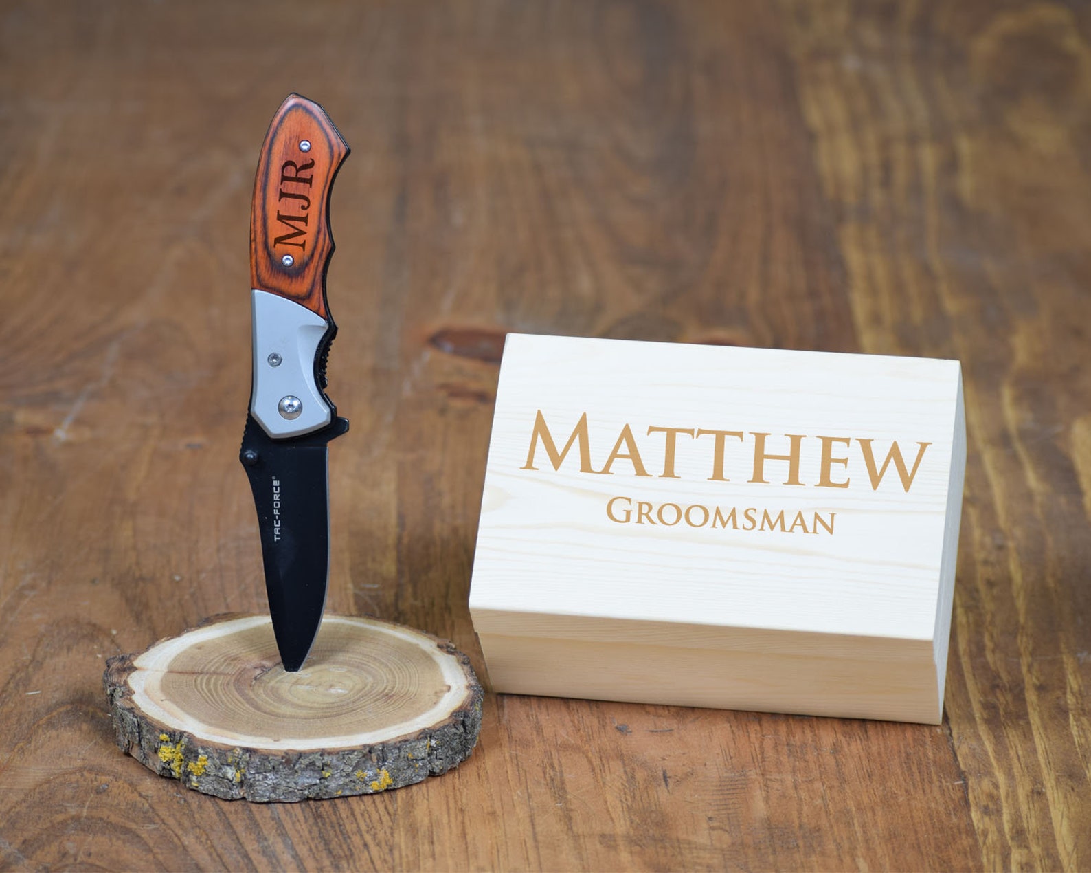 Knife Box Set Engraved Knives Knife Box Set Groomsman Etsy