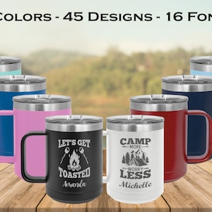 Camping Mugs, Outdoor Mugs with Handle, Custom Tumbler with Handle, Camping Bachelorette, Hiking Mugs, Campfire Mug, Coffee Mug