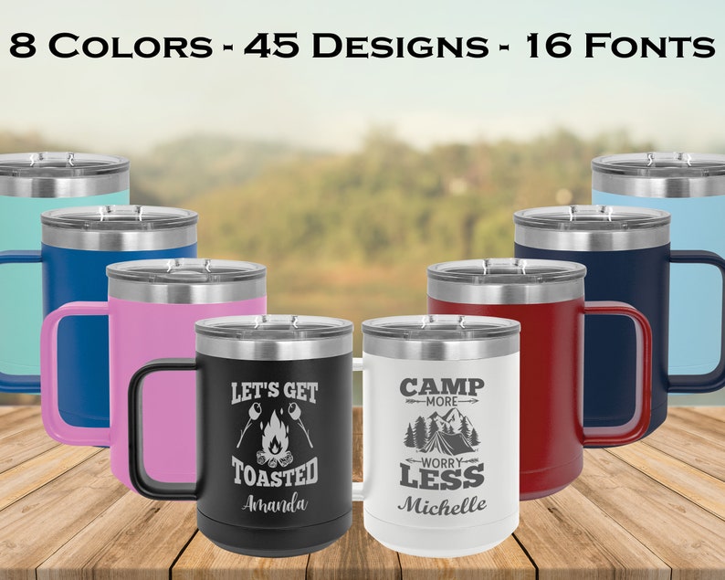 Camping Mugs Outdoor Mugs With Handle Custom Tumbler With Etsy