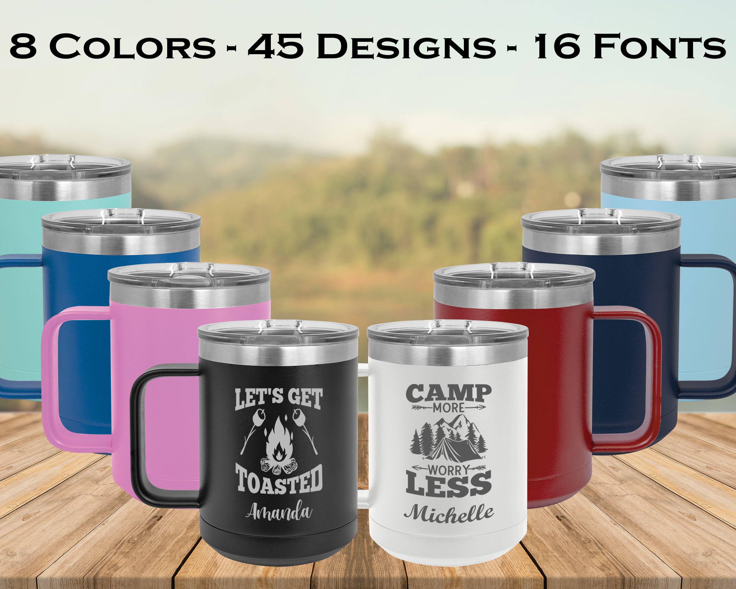 Outdoorsman Personalized Travel Coffee Mug, Design: M4