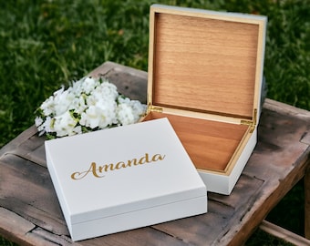 Custom Bridesmaid Wedding Box | Wedding Keepsake Box | Bridal Boxes | Personalized Maid of Honor Gift | Gifts for Bride | Flower Girl Gifts
