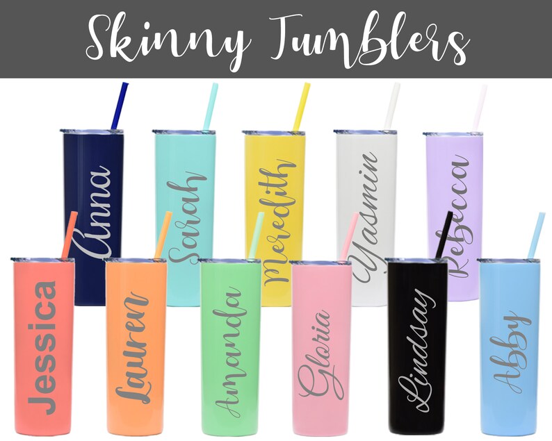 Personalized Skinny Tumblers, Tumblers and Straws, Party Supplies, Craft Supplies, Engraved Tumblers, Crafting Supplies, Bachelorette Cups 