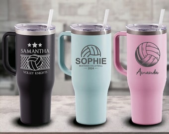 Gobelets de volleyball | Tasses de sport avec anse | Cadeaux pour l'équipe de volley-ball | Gobelets de volleyball de plage | Cadeau pour joueur de volley-ball | Volley en salle