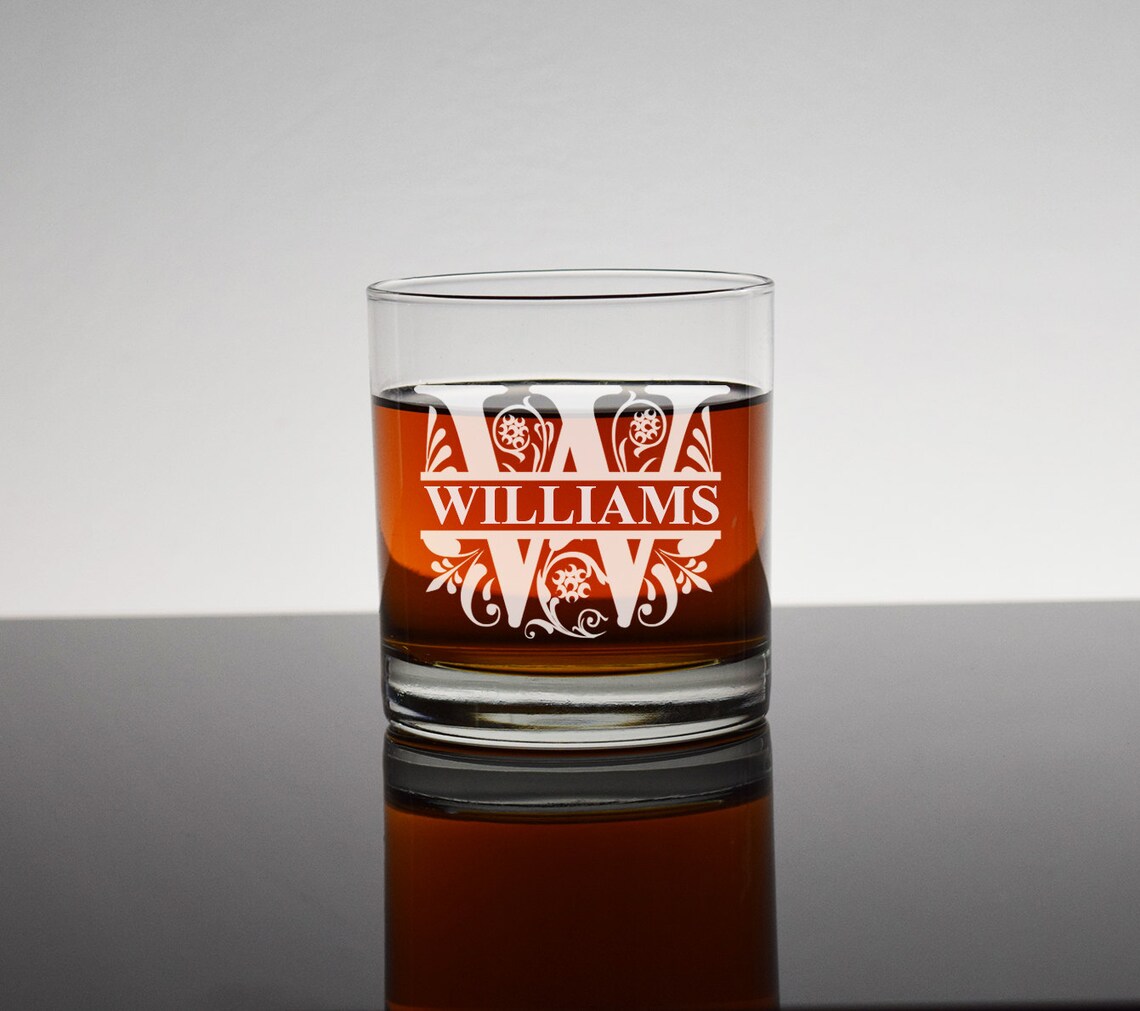 Engraved Rocks Glass, Regal Split Letter, Monogram Rocks Glasses ...