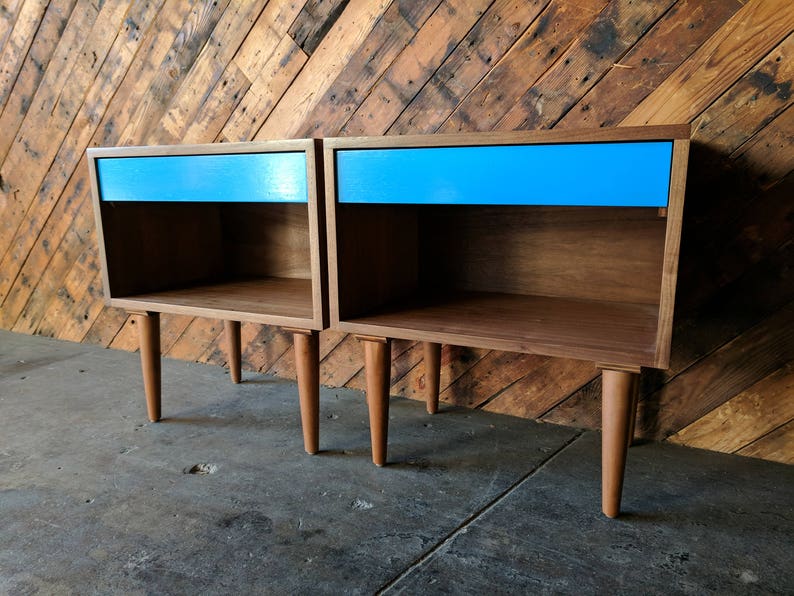 Custom Mid Century Style Extra Large Nightstands Etsy