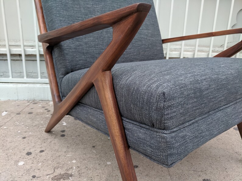 Mid Century Selig Style Walnut Z Chair with Built in Cushions Etsy