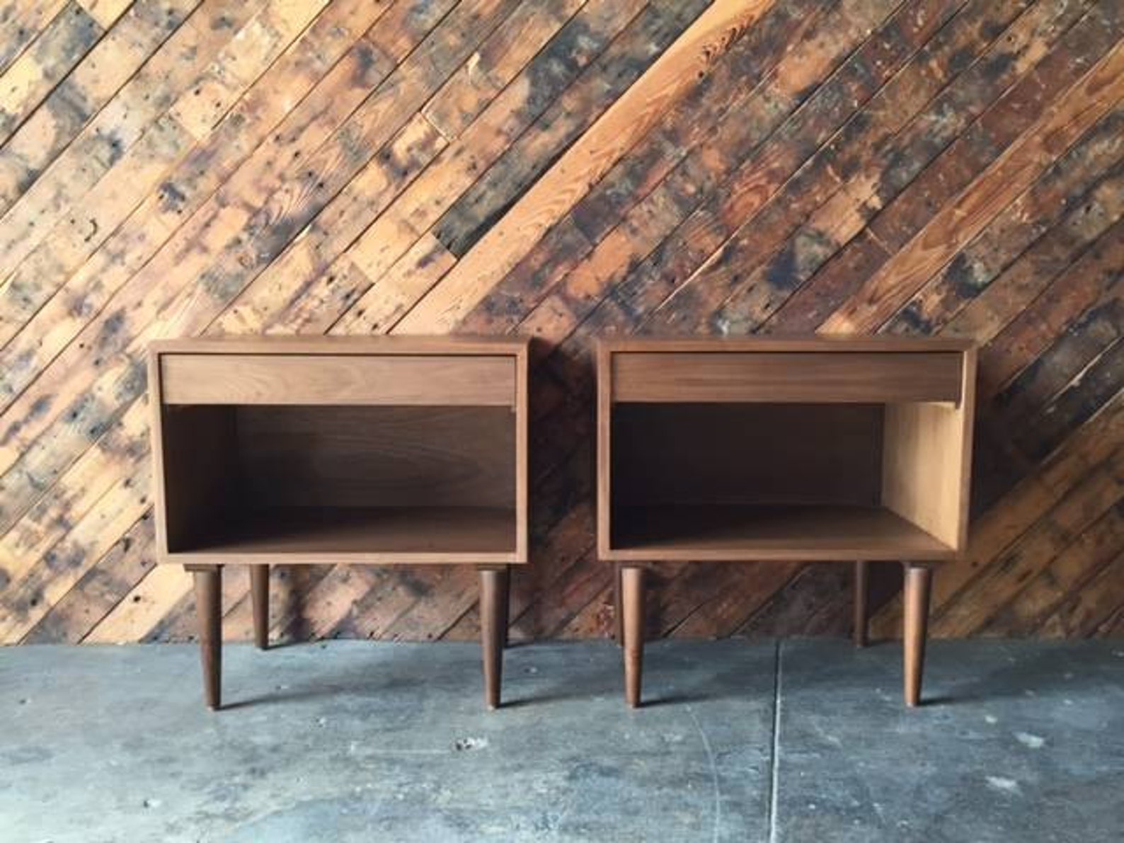 Custom Mid Century Style Extra Large Nightstands Etsy