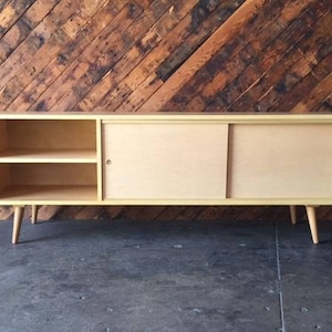 Custom Mid Century Style Maple Credenza