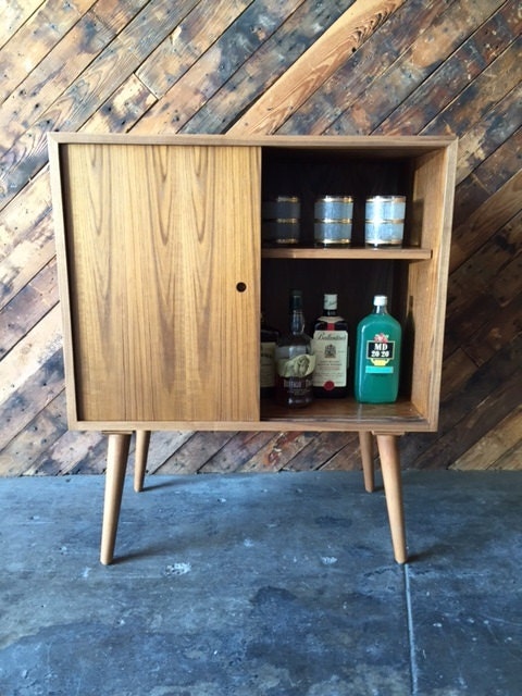 Mid Century Style Custom Teak Bar Record Cabinet Etsy