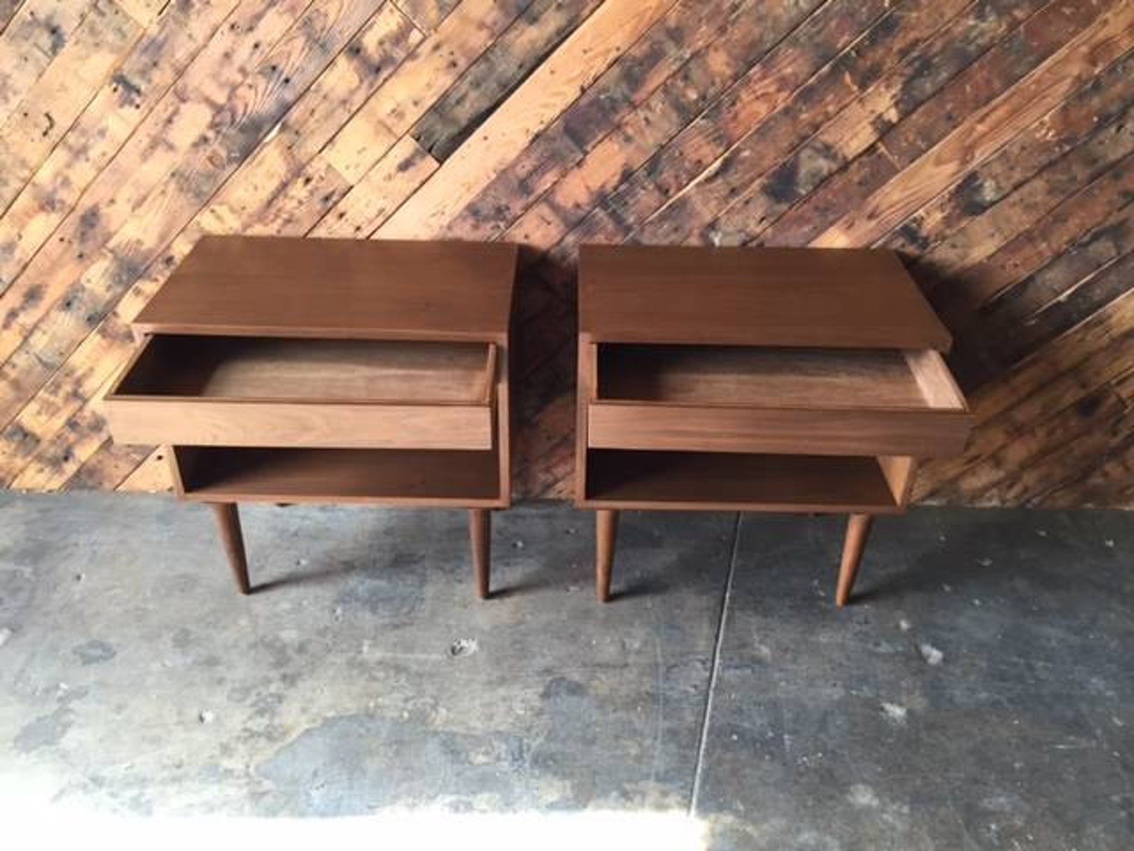 Custom Mid Century Style Extra Large Nightstands Etsy