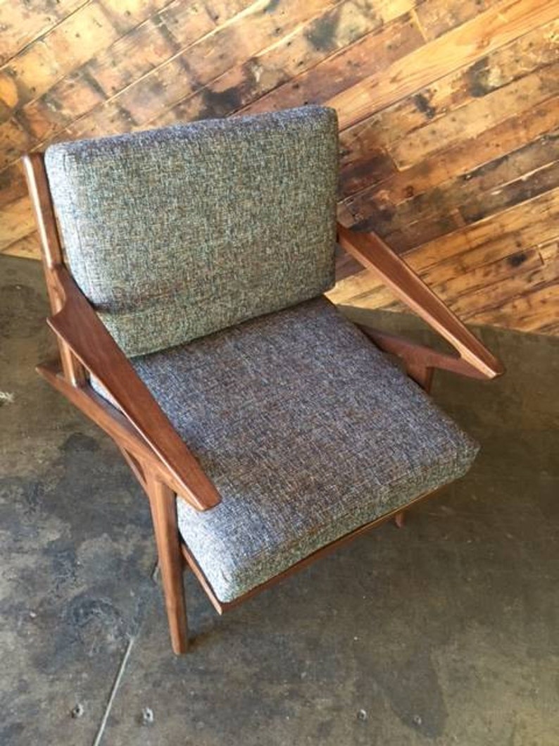 Mid Century Danish Style Walnut Z Chair Etsy
