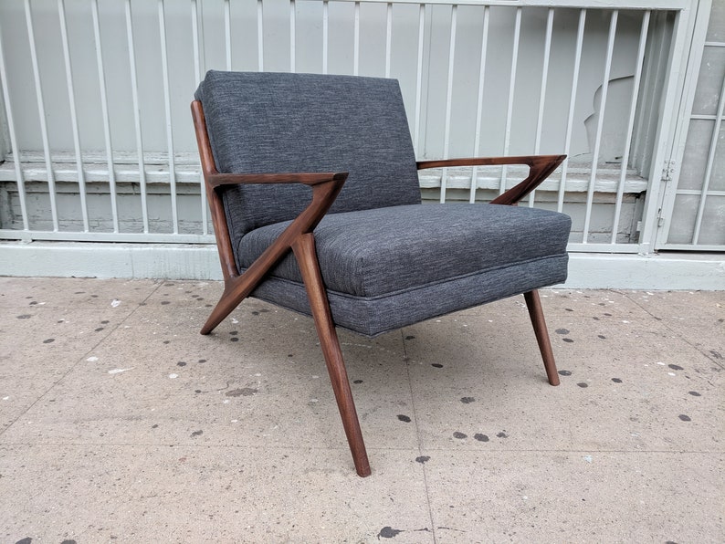 Mid Century Selig Style Walnut Z Chair with Built in Cushions Etsy