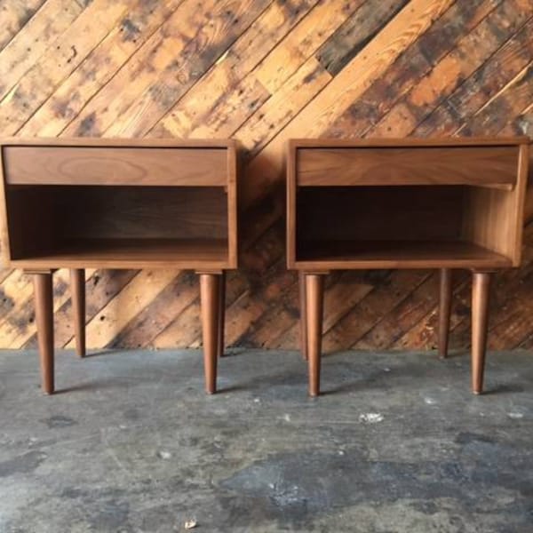 Custom Mid Century Style Walnut Nightstands