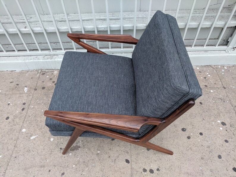 Mid Century Selig Style Walnut Z Chair with Built in Cushions Etsy