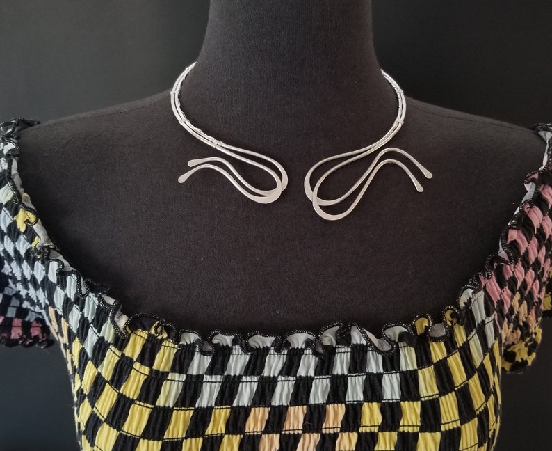 Handmade Aluminum Wire Open Necklace Choker Boho Unusual Unique Collar Necklace Statement Jewelry