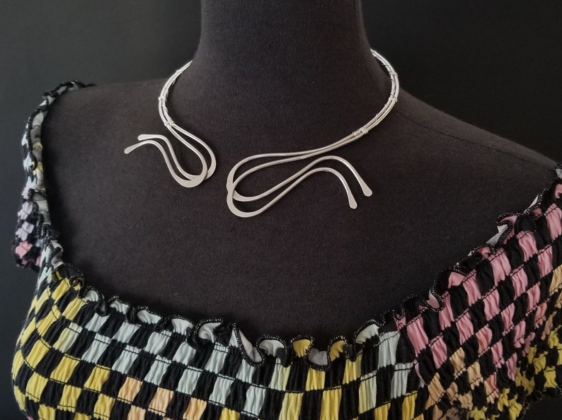 Handmade Aluminum Wire Open Necklace Choker Boho Unusual Unique Collar Necklace Statement Jewelry