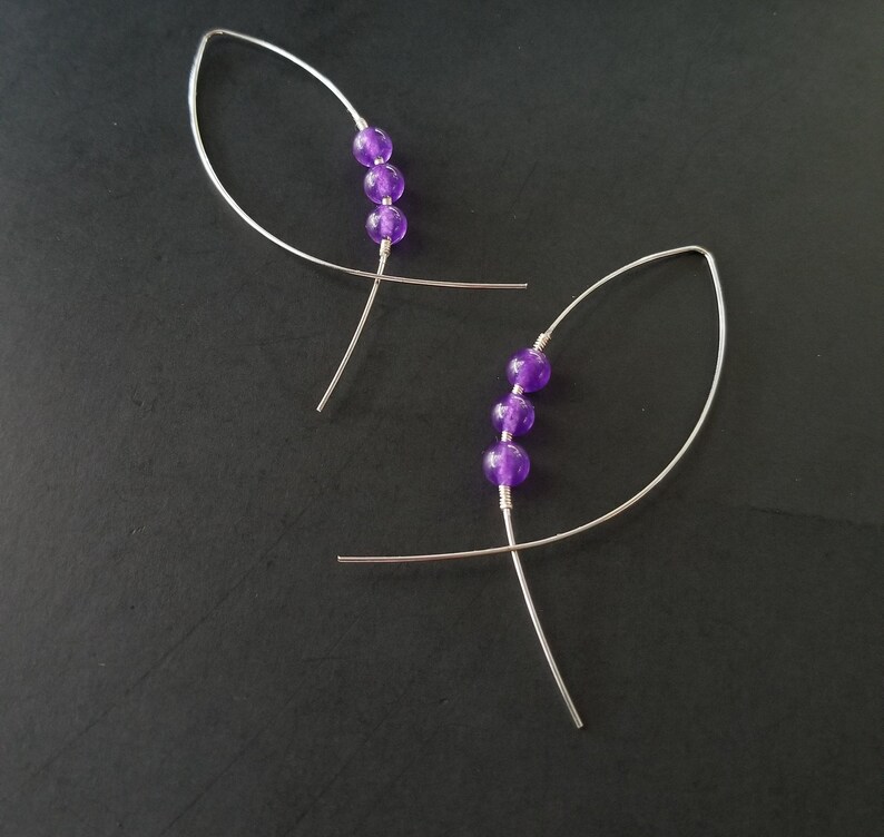 Handmade Purple Bead Earrings Fish shape Dangle Drop Statement Earrings Simple Minimalistic Women/'s Girls/'