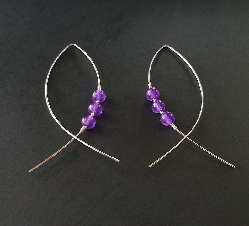 Handmade Purple Bead Earrings Fish shape Dangle Drop Statement Earrings Simple Minimalistic Women/'s Girls/'