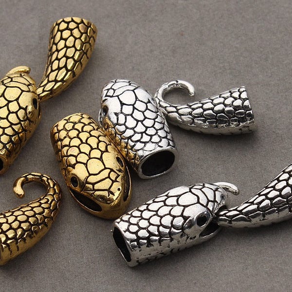 Snake Head and Tail Jewelry Clasps Making Leather Bracelet Necklace Connector Findings Beading Craft