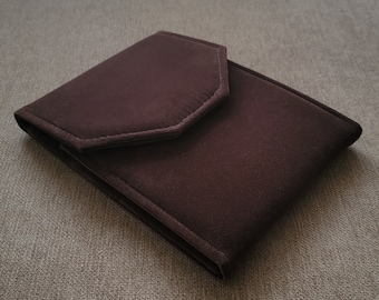 Necklace Folder Box Jewelry Organizer Case Storage Display Brown Suede Fabric