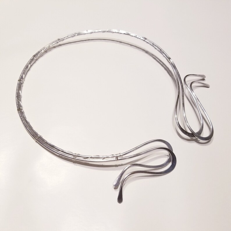 Handmade Aluminum Wire Open Necklace Choker Boho Unusual Unique Collar Necklace Statement Jewelry
