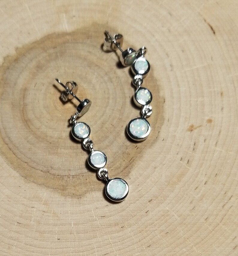 925 Sterling Silver Opal Earrings Created Fire Opal Dangle Drop Earrings