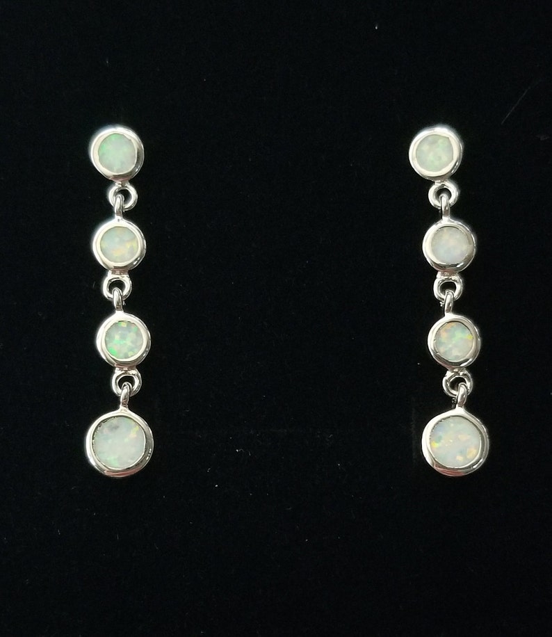 925 Sterling Silver Opal Earrings Created Fire Opal Dangle Drop Earrings