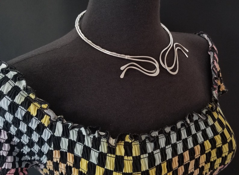 Handmade Aluminum Wire Open Necklace Choker Boho Unusual Unique Collar Necklace Statement Jewelry
