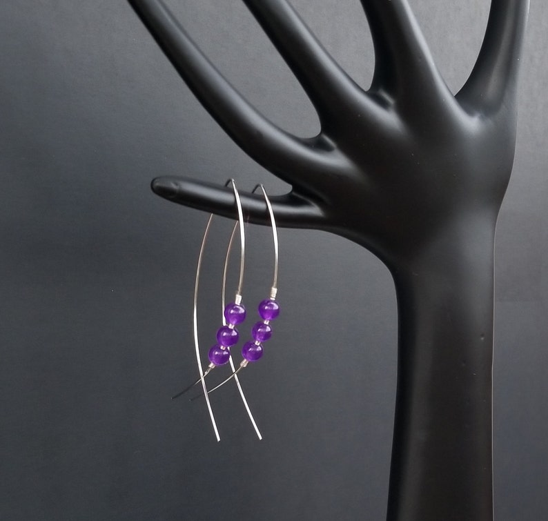 Handmade Purple Bead Earrings Fish shape Dangle Drop Statement Earrings Simple Minimalistic Women/'s Girls/'
