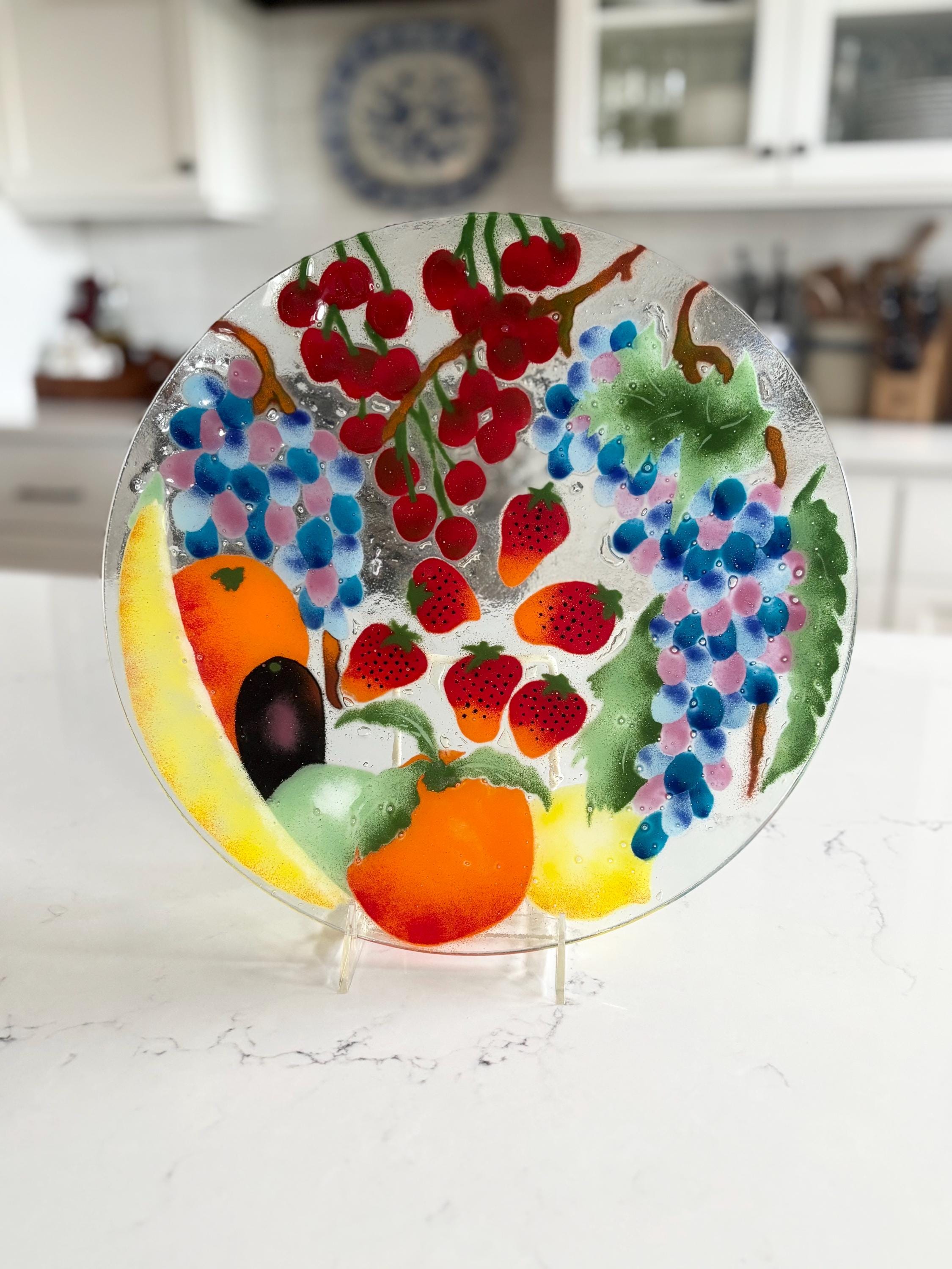 Handmade Fused Glass Fruit Plate | Colorful Medley Platter