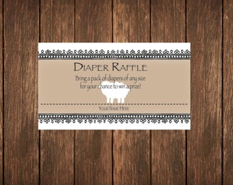 Diaper Raffle Ticket - Lamb Baby Shower - Gender Neutral - Instant Digital Download
