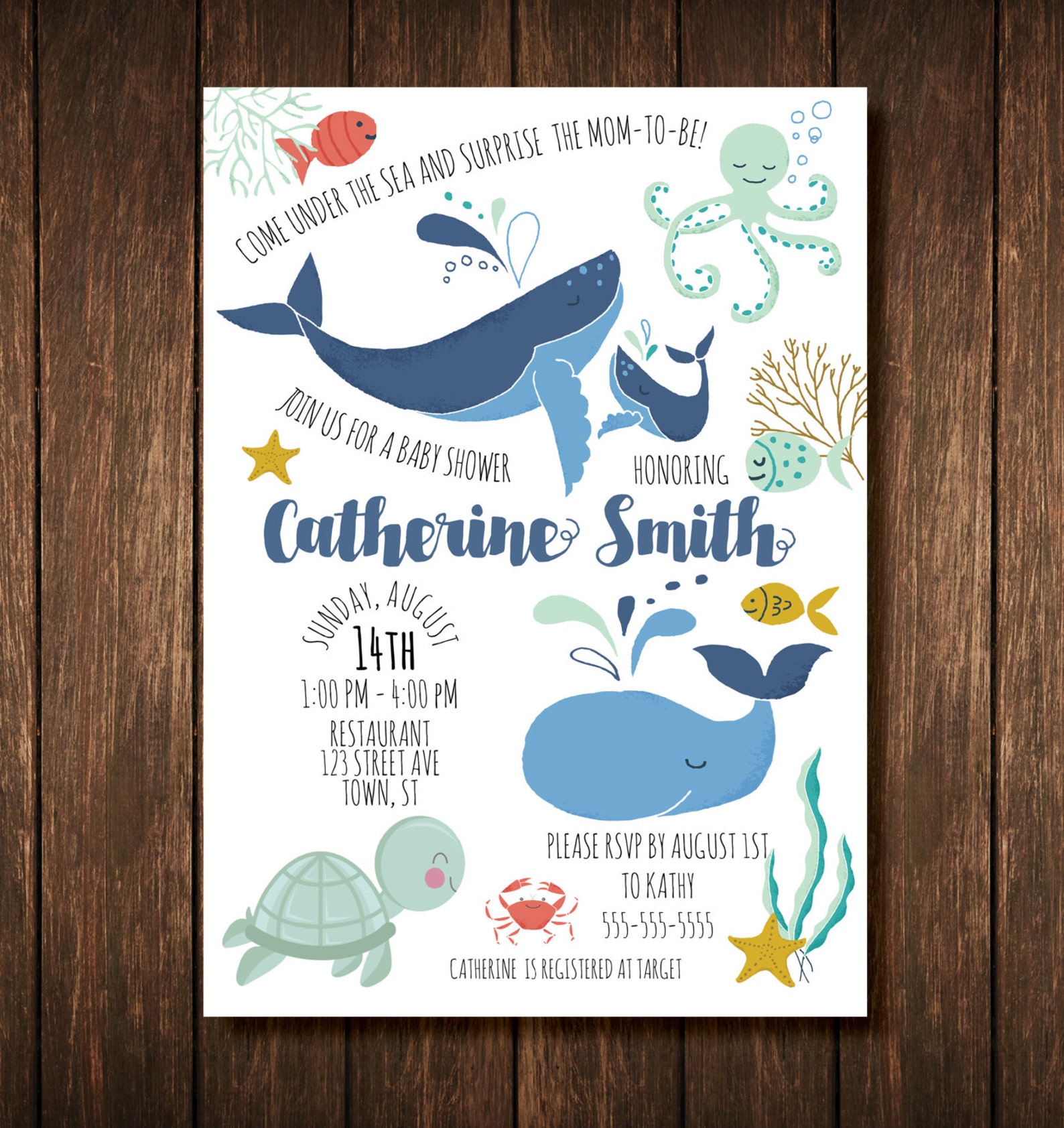 Under the Sea Baby Shower Invitation Gender Neutral Custom Etsy