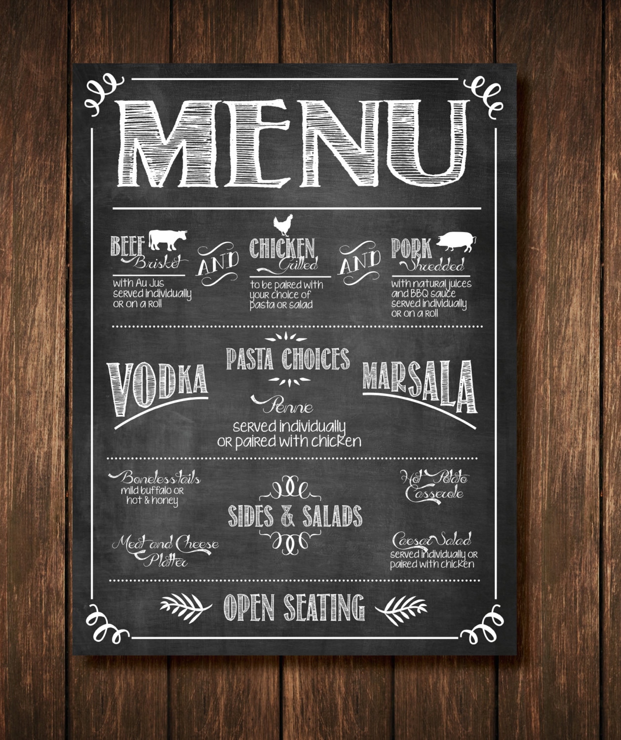 Chalkboard Buffet Menu Sign Custom Digital Copy Etsy