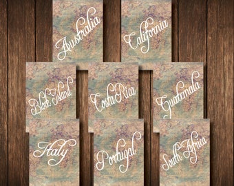 Travel Theme Table Name Sign Set - Custom Digital Copies