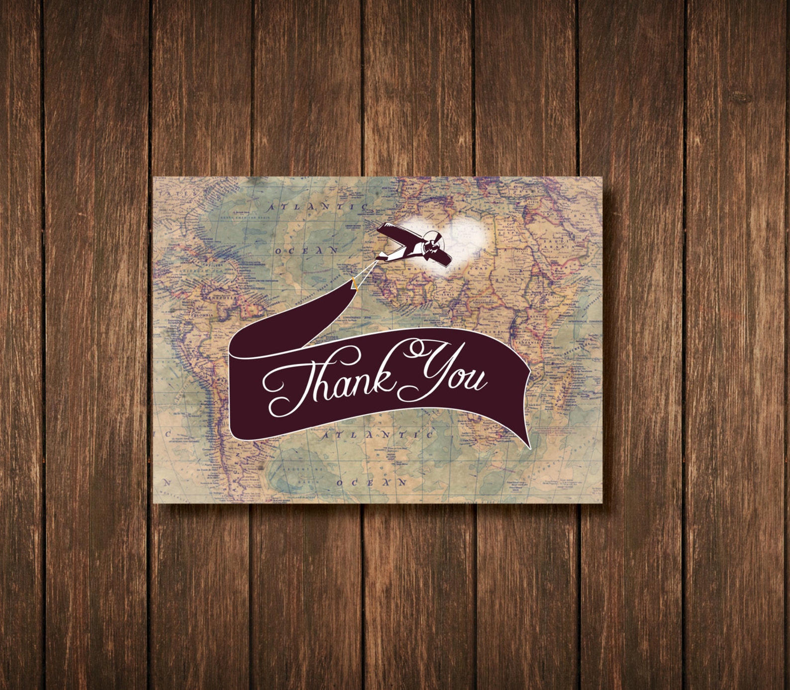 Travel Theme Thank You Card Instant Digital Download Etsy