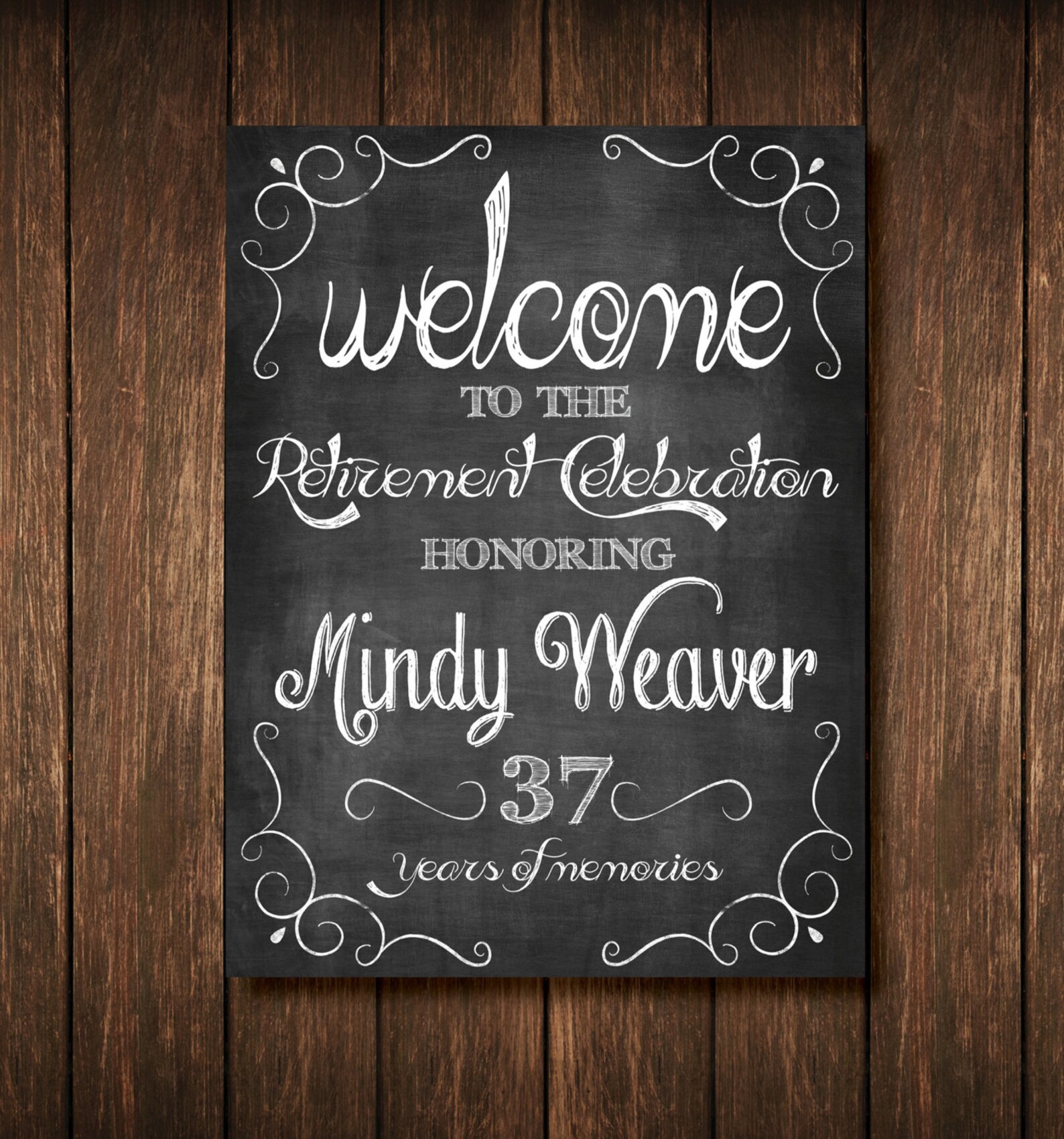 Retirement Party Chalkboard Poster Custom Digital Copy Etsy