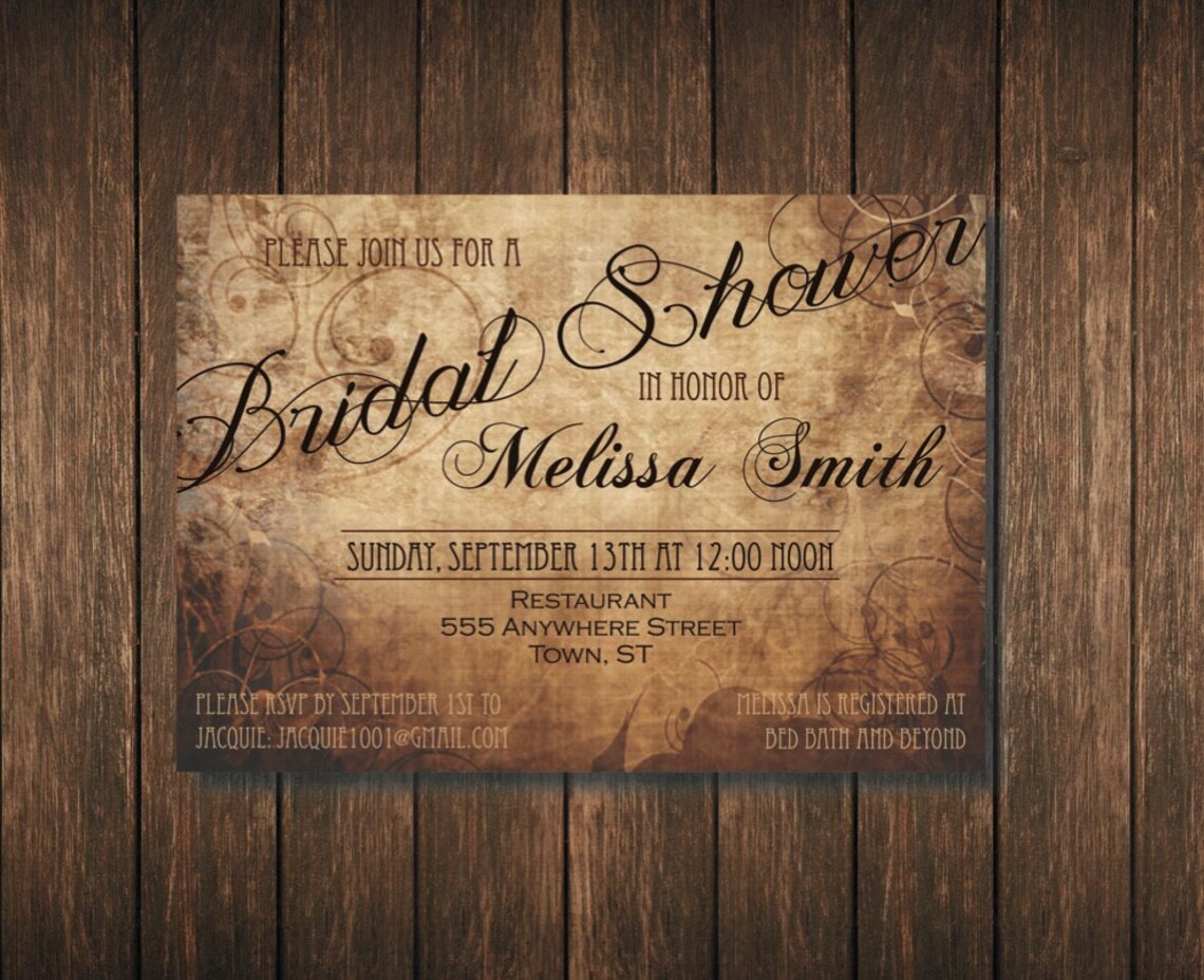 Rustic Bridal Shower Invitation Custom Digital Copy - Etsy