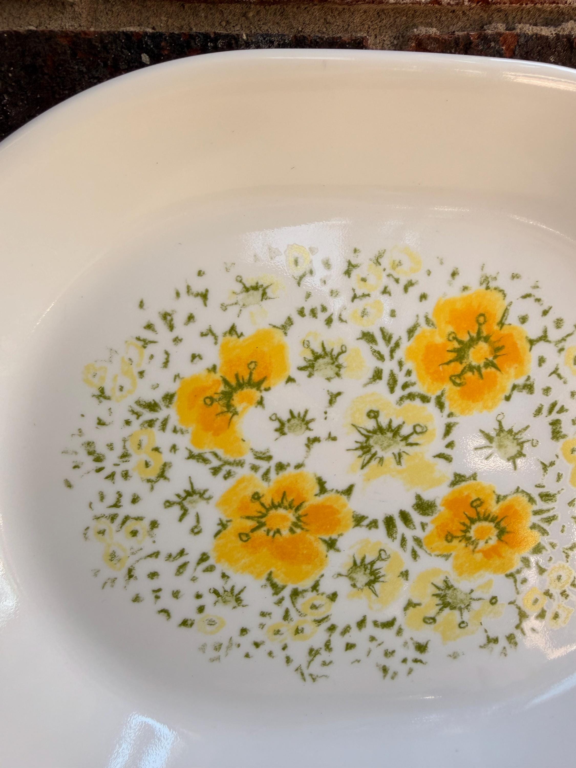Vintage Corelle April Showers Serving Platter White and Yellow Daisy ...