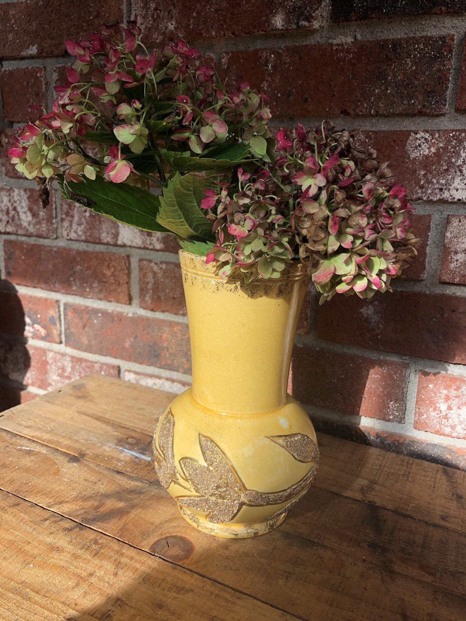 Yellow Ceramic Flower Vase Yellow Gold Vase Fall Autumn Etsy