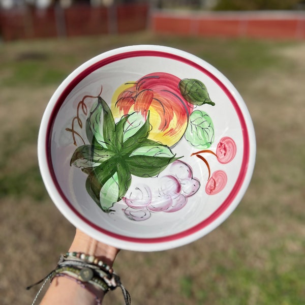 Vintage Floral Bowl Hand Painted Ironstone Ware Soup Serving Bowl, Floral Ceramic Ironstone Centerpiece Bowl, Ironstone Pottery Bowl