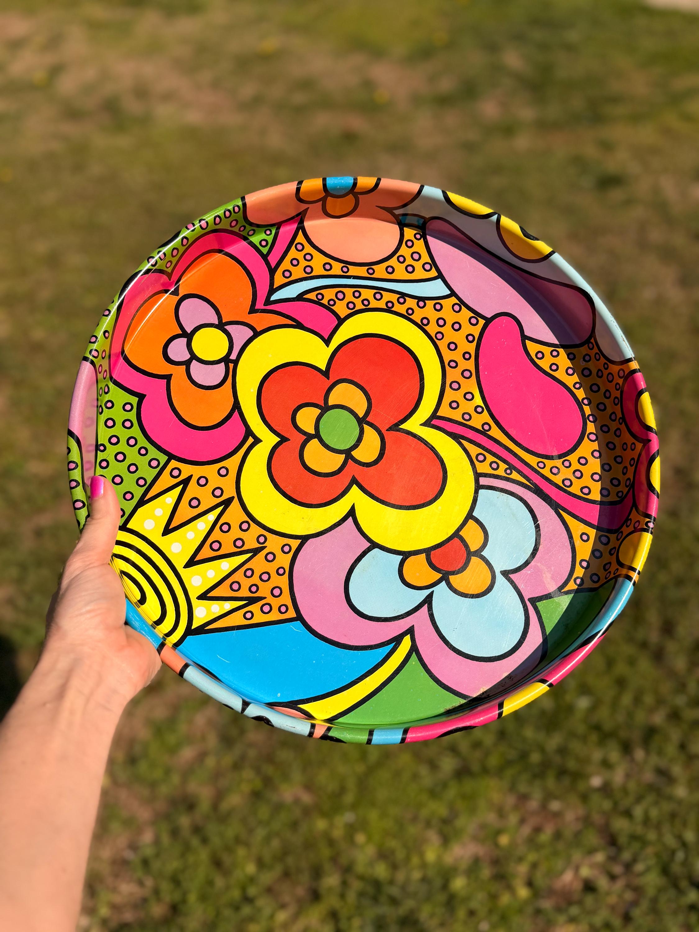 Peter Max HAPPY トレイ 30cm1960年代 Peter Max HAPPY トレイ 30cm1960年代 【公式通販】
