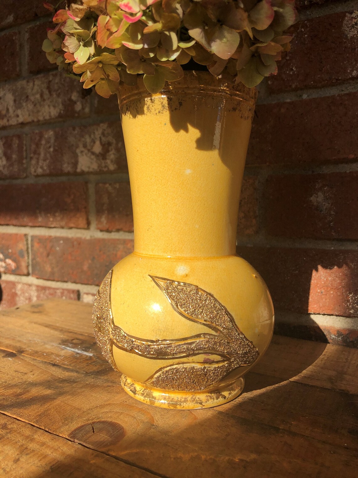Yellow Ceramic Flower Vase Yellow Gold Vase Fall Autumn Etsy