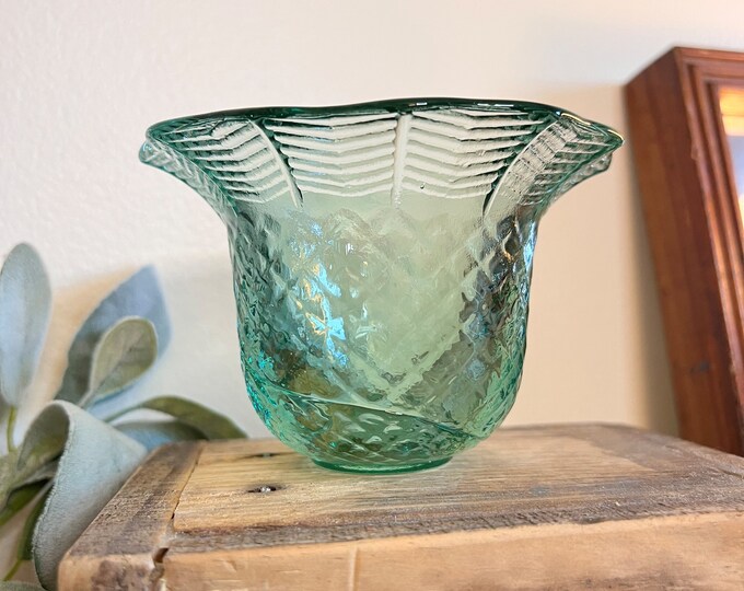 Vintage Green Recycled Glass Bowl Dish Made in Spain, Round Bowl