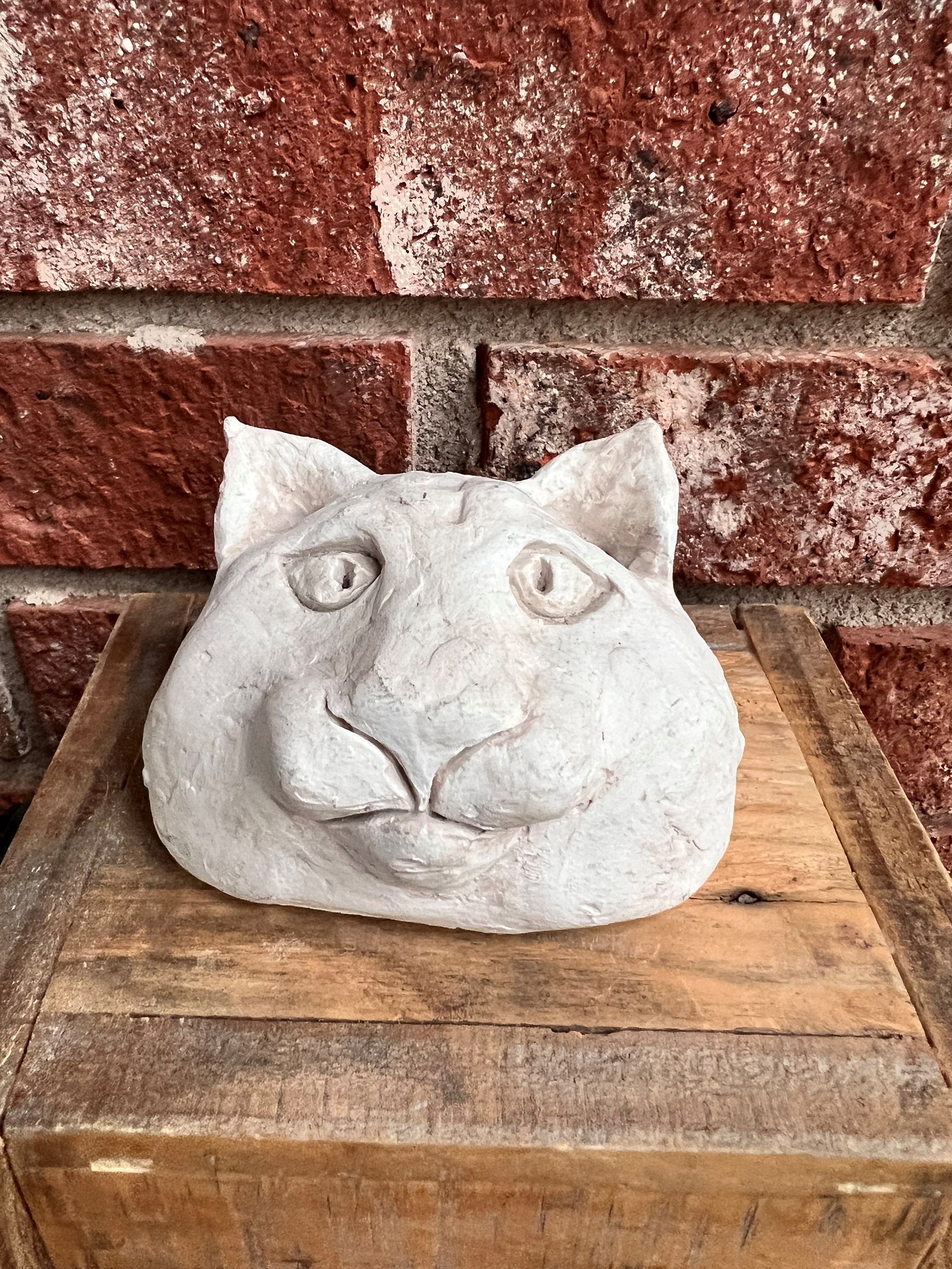 Vintage Art Pottery Cat Head Sculpture Figurine Paperweight Etsy