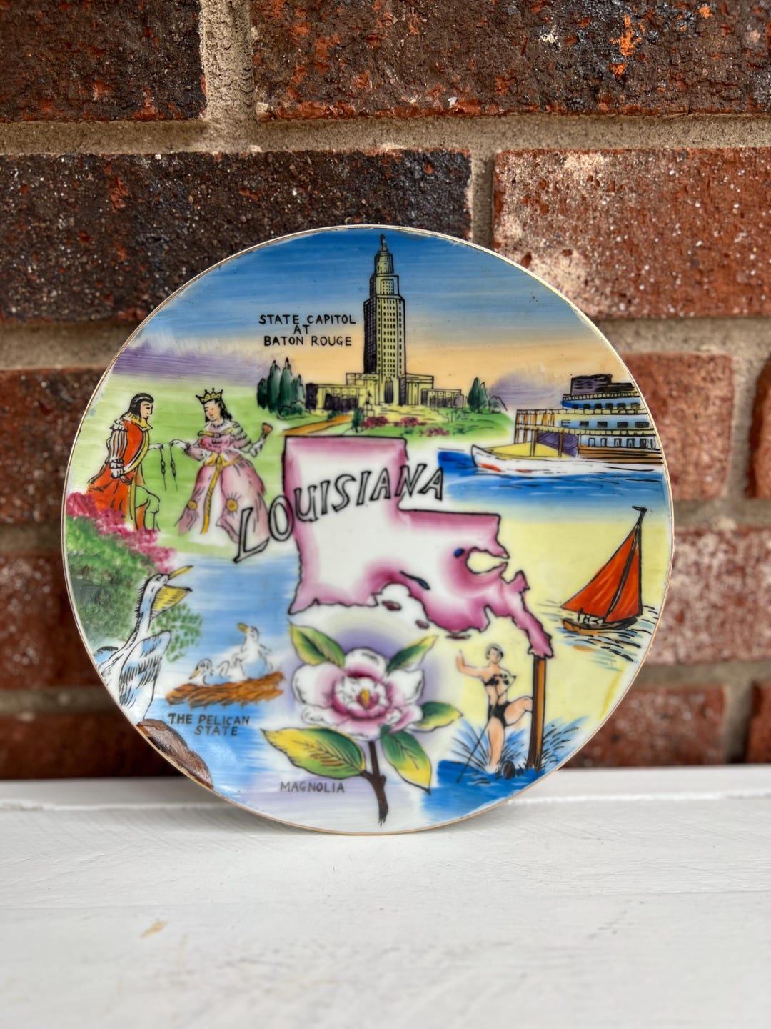 Vintage Souvenir Plate Louisiana, the Pelican State, Louisiana ...